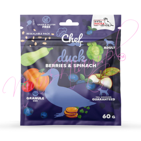 Syta Micha CHEF Sucha karma dla psa Kaczka, jagody i szpinak 60g/ 1,5kg lub 9kg