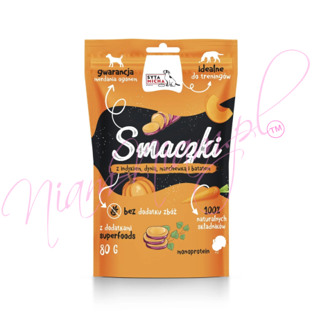 SYTA MICHA Smaczki z indykiem, dynią, marchewką i batatami 80g