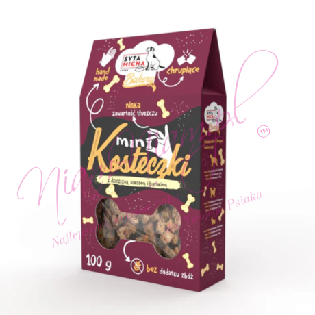 SYTA MICHA Ciastka dla psa Mini kosteczki z dziczyzną 100g