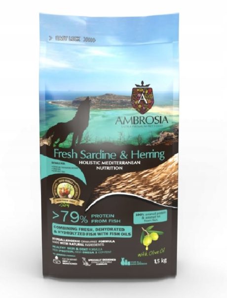 AMBROSIA karma sucha dla szczeniąt Mediterranean Sardynka i Śledź 1,5kg